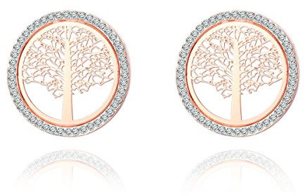 Stud Earrings for Women and Girls,Celtic Tree of Life Anti-allergy Earring Gold or Silver Plated Drop Earring with Crystal (Rose Gold Plated)