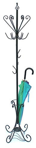 DanDiBo Garderobenständer Schwarz Metall 210 cm Art.156 Garderobe Kleiderständer Antik Schirmständer Eisen Kleiderständer (Schwarz)