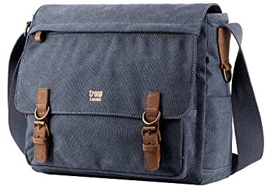 TRP0207 Troop London Classic Canvas Laptop Messenger Bag (Blue)