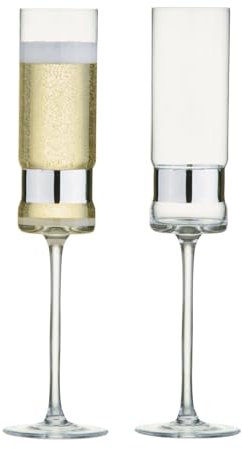Anton Studio Designs SoHo Handmade Champagne Flutes Perfect Party Tableware for Weddings and Celebrations - 200 ml - Silver - Set of 2 Elegant Champagne Glasses