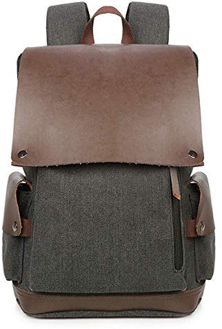 Nouvelle Toile Portable avec Sac à Dos rétro pour Homme en Cuir Couleur Unie avec Housse imperméable pour Ordinateur Portable, Vert