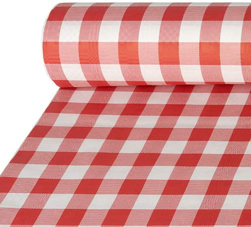 88163 PAPSTAR Papiertischtuch mit Damastprägung 50 m x 1 m rotVichy Karo>> Im Karton: 1 Rolle