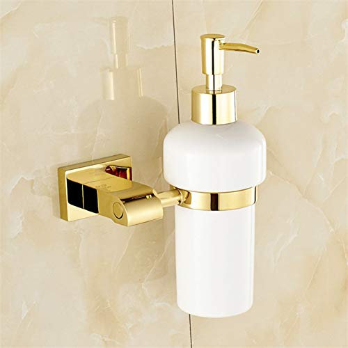 YHSGY Flüssigseifenspender Messing Gold Farbe Seifenspender Wandmontage Mit Milchglas Behälterflasche Badezimmerprodukte