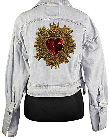 Embroidery Heart Large Patch Handmade Sequin Patches for Clothing DIY Iron on Patch Embroidery Flowers parche 2piece