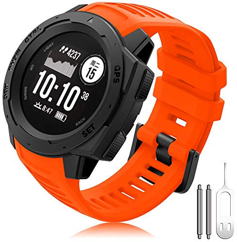 Compatible Garmin Instinct Strap, Silicone Band 22mm Bracelet Replacement Watch Strap for Garmin Instinct Sports GPS Smart Watch with Adapter Tools