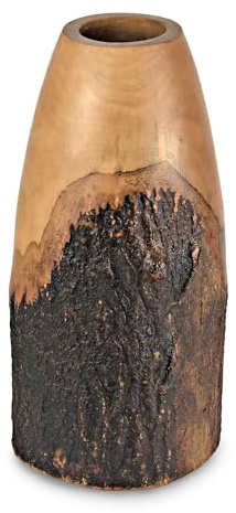 AeraVida Eco-Chic Natürliche Rinde Dekorative Mangobaum Holz Klassische Blumenvase | Mangobaum Holz Blumenvase | Handgefertigte Home Office Tischvase | Deko für Wohnzimmer