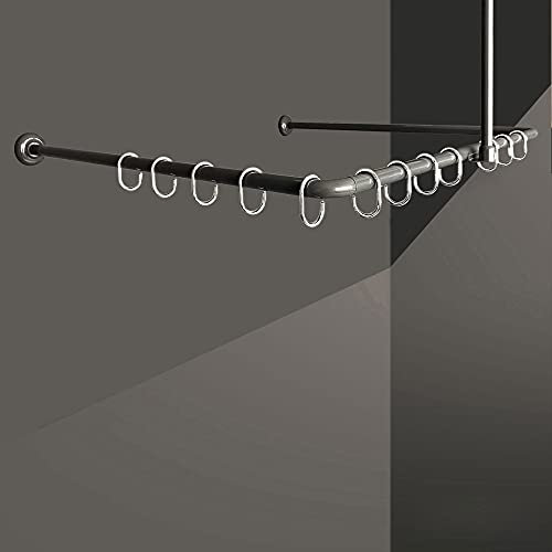 Winkelstange Duschvorhang Stange Anthrazit Weiß Silber Schwarz Bad Stange Winkel, U und L-Form inkl.Deckenhalterung (U-Form 80x80x80cm, Anthrazit)