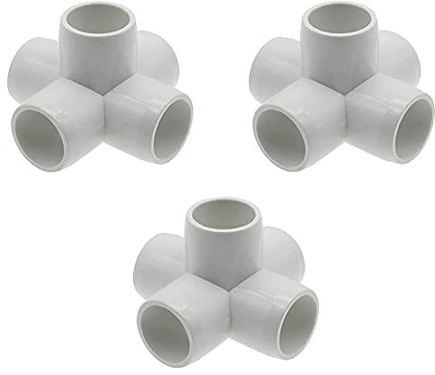 Lot de 3 raccords coudés en PVC SCH 40 à 5 voies de 2,5 cm - Raccords coudés en PVC de qualité supérieure pour étagère de jardin/étagère de stockage/suspension de piscine