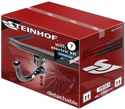 STEINHOF NEU Anhängerkupplung AHK abnehmbar-vertikal kompatibel mit VW Touran I 1T Minivan 03.2003-09.2015 mit 7-polig Universal-Elektrosatz