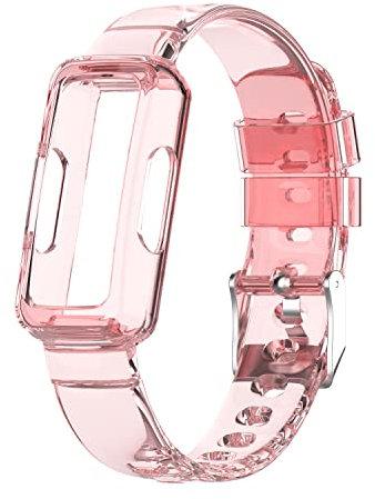 Chofit Kompatibel mit Fitbit Luxe/Ace 3/Ace 2/Inspire 2/Inspire HR/Inspire Armband, TPU Kunststoff Transparent Kristall Ersatz Armband Armband (Rosa)