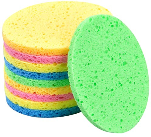 10 Stücke Gesicht Waschen Schwamm, Natürlicher Zellulose Gesichtsreinigung Schwämmchen für Gesichts SPA Massage Make-up-Entferner (5 Farben) (Oval)