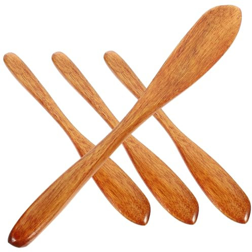 Housoutil 4 Stück Phoebe Marmeladenmesser Butter Spachtel Butterspatel Käsemesser Aus Holz B?ckerei- - Streuer Dessertstreuer Kuchenrandschaber Kuchenschaber Geschirr Aus Holz Kind Bilden