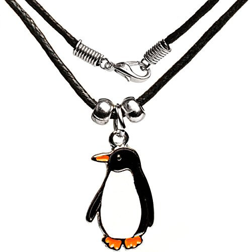 alles-meine.de GmbH Kette - lustiger Pinguin - für Kinder & Erwachsene - Schmuck/Anhänger aus Metall - Tieranhänger - Edelstahl/Metall - Sterlingsilber/Silber - schwarz..