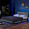 Home Deluxe - LED Bett Asteroid - Dunkelgrau, 180 x 200 cm - inkl. Matratze und Lattenrost I Polsterbett Design Bett inkl. Beleuchtung