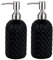Funly mee Lot de 2 distributeurs de savon en verre pour salle de bain et cuisine avec pompe en acier inoxydable 304 Noir