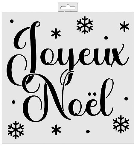 Aladine - Pochoir Joyeux Noël 30 x 30 cm pour Décoration Toutes Surfaces - Feutres, Peinture, Airbrush - Dessin Décoration - 81221