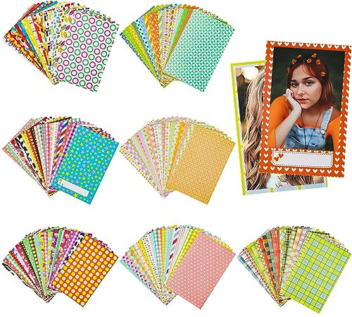 Delsen 140 Multicolor Film Photo Frame Stickers, Mini Film Fun Stickers for Fujifilm Instax Mini 9/8/7S/70/26/50S/90 Camera & Polaroid, Paper, Cartoon Style, Rectangular, Indoor Use