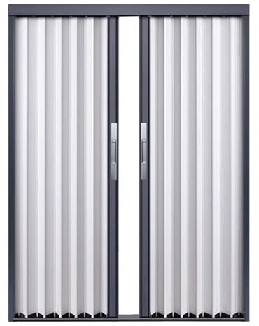 Porte coulissante, Porte Pliante accordéon Cuisine/ Salle De Bain/ Diviseur De Pièce Intérieur Des Portes Accordéon, Kit Complet Avec Cadre De Porte Gris, Panneau En Aluminium Blanc, Serrure Et Clés (