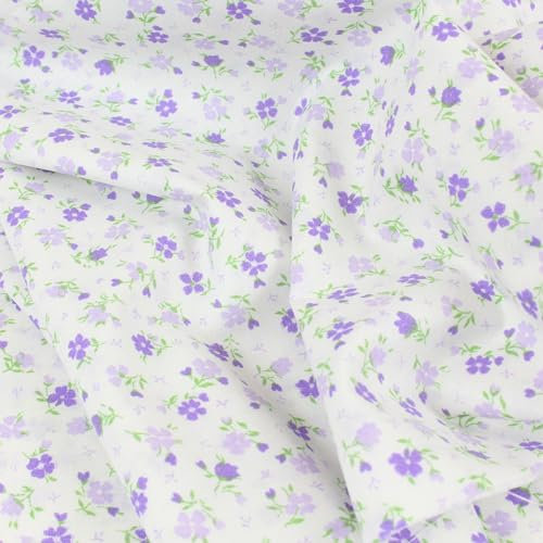 Stoff Meterware Blüten Blumen Pflanzen Baumwolle - 1 Meter, geblümt, Blumenstoff, Blümchen, Kissen, Bettwäsche, Kinder, Bekleidung, Sommer, Basteln, Nähen, Deko, DIY (Blumen Jana Lila)