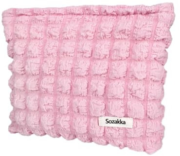 Fycyko Petite Pochette Maquillage Trousse de Maquillage Tissu Sac à Cosmétiques à Glissière Sacs à Main Portables pour Femmes Trousse de Toilette Voyage pour Port Quotidien Stockage - Rose A