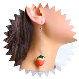 Dervivea Boho Lange Erdbeer Ohrringe Rot Erdbeere Baumeln Ohrringe Acryl Erdbeere Ohrringe 3d Erdbeere Süße Frucht Ohrringe Schmuck Für Frauen Und Mädchen