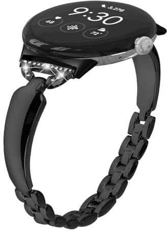Miimall Armband Kompatibel mit Google Pixel Watch 3 41mm/Pixel Watch 1/2 Armband, Damen Armbänder Legierungsmetall Uhrenarmband Metall Ersatzband für Google Pixel Watch 1/2/3 41mm-Schwarz