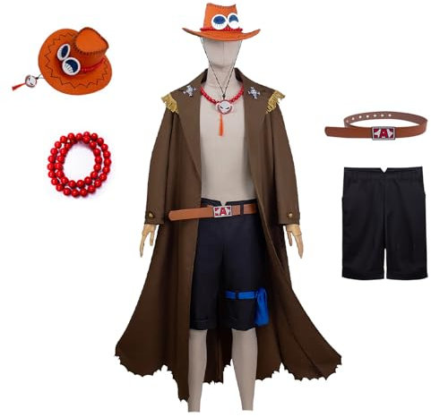 YZHQCJD Cosplay-Kostüm, Anime, Ace, Umhang, Shorts, Uniform, Halloween, Party, Anzüge mit Hut (Medium)
