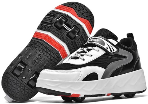 Kmrlofiy Schuhe mit Rollen für Mädchen Jungen Skateboardschuhe Roller Schuhe Turnschuhe Outdoorschuhe Rollschuhe Kinder 2-in-1-Multifunktionsrollschuhe Sneakers mit Rollen (Roll-S16, 42EU)