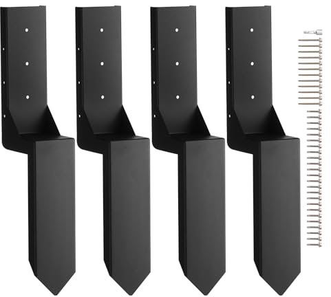VEVOR Kit de réparation de poteau de clôture, 4 pcs, support de poteau en acier robuste, intérieur 89 x 89 mm, piquet d'ancrage au sol pour réparation de poteau de clôture en bois incliné ou cassé