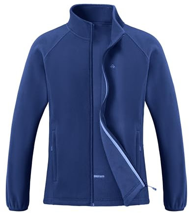 Pioneer Camp Damen Fleecejacke Leichte Fleece Jacket Reißverschluss Stehkragen Winter Warme Jacke Antistatische Sweatjacke mit Taschen Dunkelblau L