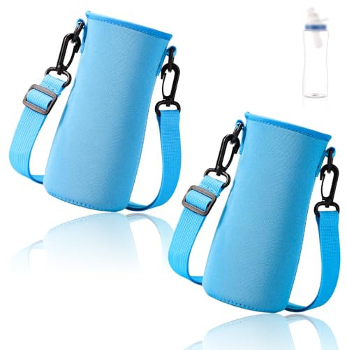 2pcs Water Bottle Sleeve, Water Bottle Replacement Cover with Adjustable Rope Bottle Boot Cup Holder Water Bottle Accessories for Cirkul (Blue)