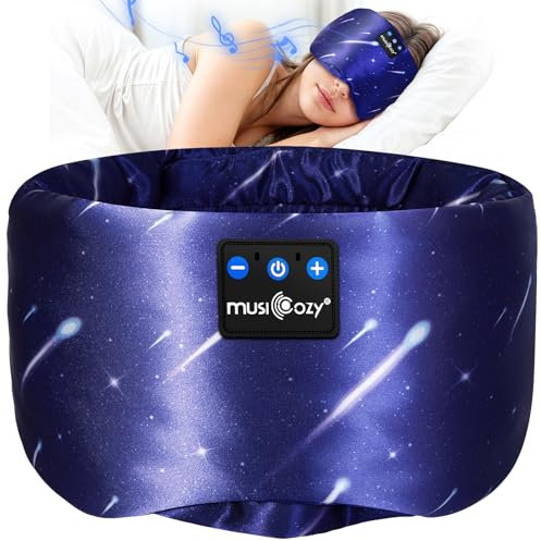 Musicozy Sleep Mask with Bluetooth Headphones,100% Natural Silk Eye Mask Headphones for Men Women,Soft Sleep Headphone Bluetooth Eye Mask for Sleeping,Travel,Relax,Yoga,Meditation