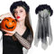 FainFun Halloween Schleier, Halloween Damen Kostüm Schleier Schwarz, Halloween Blume Stirnband, Tag der Toten Kopfschmuck, Gothic Schleier, Rosenschleier Geeignet für Halloween, Kostümparty(Schwarz)