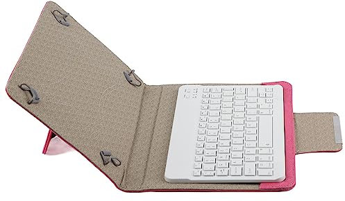 KIMISS Funda 10inllone de 10 Pulgadas con Soporte, Funda Enorme Screeneone de 10 Pulgadas con (Teclado 10 Pulgadas + Funda de Piel Rosa roja)