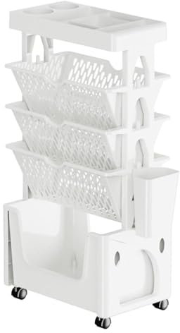 Libreria Mobile Con Ruote - Organizer Con Rotelle A 5 Livelli, Carrello Multifunzionale | Carrello Portaoggetti Di Grandi Dimensioni Su Ruote, Libreria A Più Livelli Salvaspazio Per Casa, Scuola, Aula