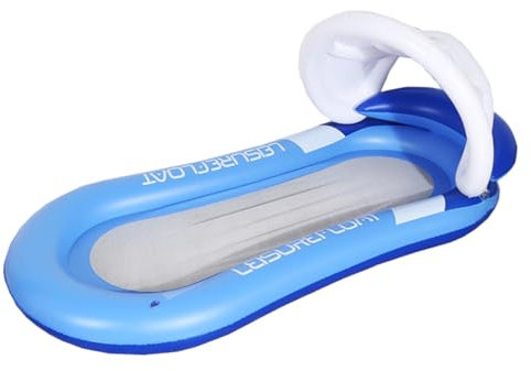 Alasum Cama Flotante Hinchable con Toldo Desmontable para Piscina Sillón Reclinable con Transpirable PVC Ecológico Diseño Ergonómico Color Azul