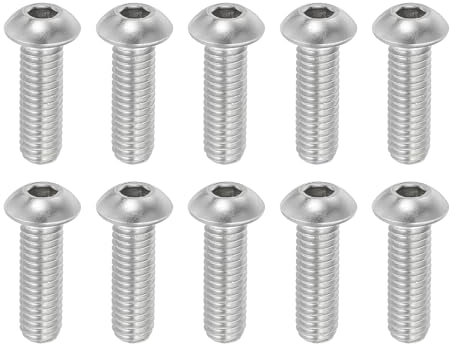 PATIKIL 3/8-16x1-1/4 Runde Linsenkopfschrauben mit Innensechskant, 10 Stück 304 Edelstahl 18-8 Rundkopf Sechskantschrauben, UNC Vollgewinde Maschinenschrauben für Möbeleinbau Holzmontage