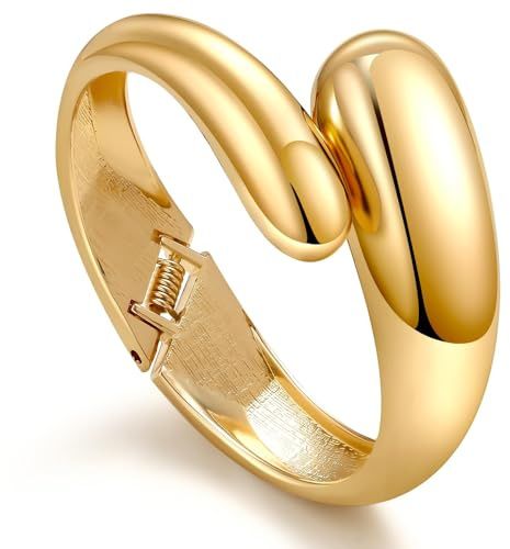 WATEFOER Armreif Gold Damen Tropfen Gold Manschette Armbänder Edelstahl Armreif 18K Gold plattiert Chunky offene Manschette Armreif Armbänder Valentinstag Weihnachtsgeschenke