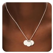 ALEXCRAFT Silber 925 Kette Damen Halskette, Wasserfest Hautverträglich Sterling Silber 925 Halskette mit Coin Plättchen Anhänger, Silber Verstellbare Halsketten Boho Ketten für Damen Frauen Herren