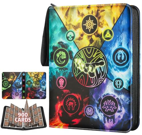 Card Binder for Pokemon 9 Pocket - Trading Card Binder for Pokemon with 50 Removable Sleeves for 900 Cards, PU Waterproof Card Folder with Zipper, Portable Trading Card Albuum for MTG/YGO/PTCG