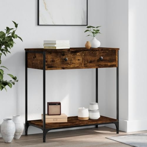 Rlxzsn Table console de couloir - Table d'appoint - Table d'appoint - Table d'appoint - Table décorative - Armoire console pour entrée, couloir, salon ou bureau - Design minimaliste - Chêne fumé - 75