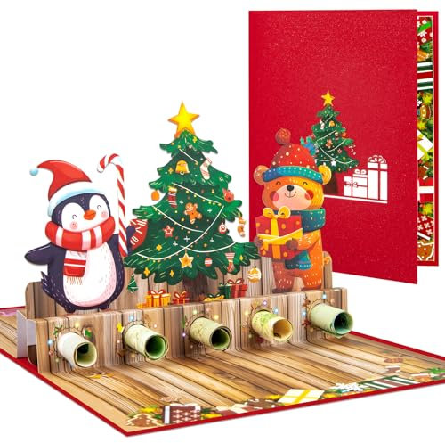 Money Holders for Cash Christmas Trees Pop Up Greeting Cards with Blank Note & Envelope, celebration gift for Friendship, Love, Anniversary, Special Moments, Birthday, Holiday