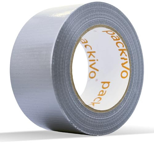 packivo Panzertape silber - 1 Rolle 50m x 50mm Gewebeband Duct Tape extra ultra stark breit silber silver Klebeband wasserdicht Panzerband Gewebeklebeband für Innen und Außen