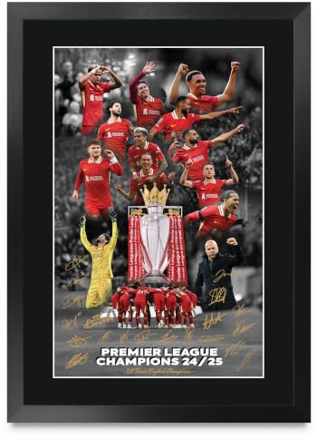 HWC Trading Champions 2025 Premier League Winners Gifts Printed Signed Autograph Picture for Football Fans and Supporters - A3 Framed