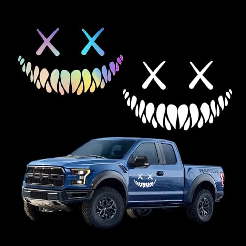 Thapncow 2 Stücke Reflektierend Dämon Smile Aufkleber, Reflektierende Aufkleber, Motorradhelm Sticker Selbstklebend, Reflektierend Auto Aufkleber Geeignet für Autos,Motorräder,Helme,Briefkäste