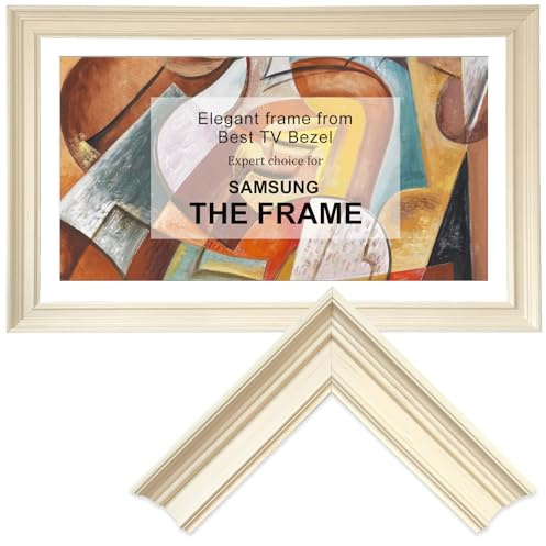 Samsung The Frame TV Bezel/Mounts Modern White,Compatible ONLY with Samsung The Frame TV 65/PRO(Fits 2021-2026 models, model codes:65LS03A/B/C/D/FA/FW/HE/HW) (Ivory White, 65-LS03)