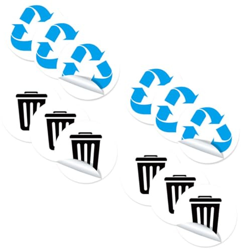 MAGICLULU Lot de 12 Autocollants de Recyclage Adhésifs pour Poubelle Étanche, Étiquettes Autocollantes pour Tri Sélectif, Résistantes à L’eau, Adaptées la Maison et Espaces Extérieurs