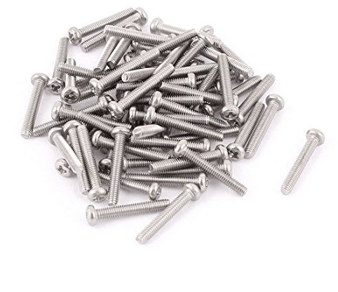sourcing map 60Stk M2,5 x 16mm 304 Edelstahl Kreuzschlitz Rund Kopf Schraube Bolzen