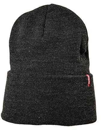 Levi's Unisex New Slouchy Beanie W Red Tab Detail Beanie, Grey (Dark Grey), One size