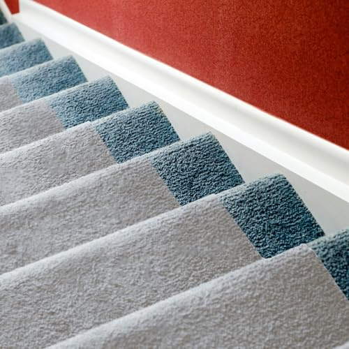 LAMINET Grey Non-Slip Washable Stair Covers for Carpeted Stairs 30'L x 30 | This low-pile floor cover is durable & reusable. Protects high-traffic areas, hallways, and floors from dirt, dust and mess